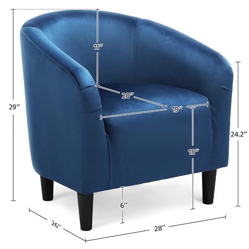 Yaheetech Velvet Accent Chairs, Compact Furry Barrel Chairs with a Curved Silhouette for Small Spaces, Living Room, Bedroom, Pagoda Blue - color: Pagoda Blue (Velvet), style: without Ottoman