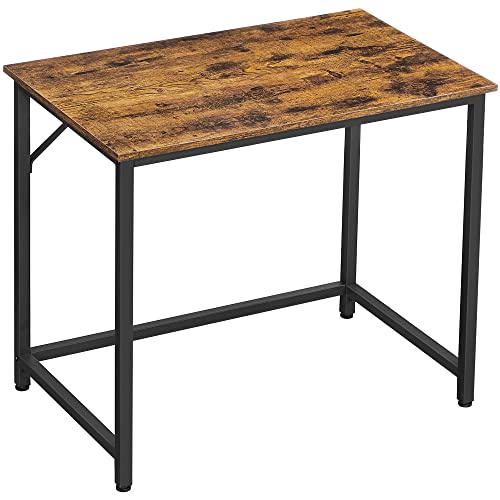 VASAGLE Computer Desk, Office Work Desk, 31.5 x 19.7 x 29.9 Inches, for Study, Bedroom, Home Office, Living Room, Rustic Brown and Ink Black ULWD038B01 | Gaming Desk, Home Office Desk, Modern Basic Style, Metal Frame, Rustic Brown and Matte Black, BARNET