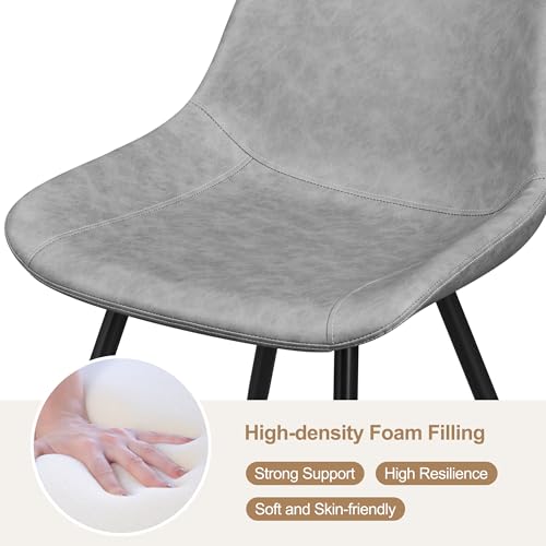 Yaheetech Dining Chairs Set of 6 Mid Century Modern Kitchen Chairs Gray | Faux Leather Upholstered Dining Room Chairs with Metal Legs and Curved Backrest, Armless Side Chairs for Kitchen Living Room - color: Grey, size: Set of 6