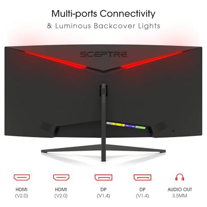 Sceptre Prime Curved 30-inch Gaming Monitor 200+Hz FreeSync Build-in Speakers 2560 x 1080p HDMI DP Machine Black 2026 (C305B-200UN Series) - style: 2025 30" 200Hz+
