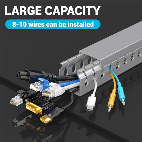 Open Slot Wire Duct Kit, 62.8"(4 x 15.7) Server Rack Cable Management, Cable Management Raceway for Hide Network HDMI VGA Cable, Wiring Raceway Cable Duct, Desk Wire Channel, 4 Pack, Grey - size: Grey-4