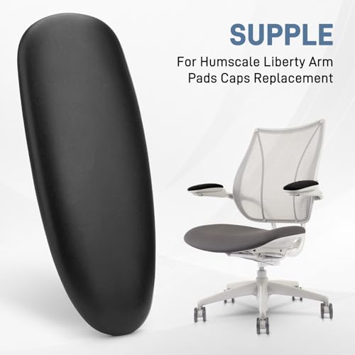 Arm Pads Caps Replacement for Humanscale Liberty Office Chair - for Height Adjustable Arm Rest Covers, Ergonomic Black PU Leather (1-Pair)