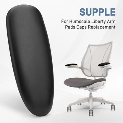 Arm Pads Caps Replacement for Humanscale Liberty Office Chair - for Height Adjustable Arm Rest Covers, Ergonomic Black PU Leather (1-Pair)