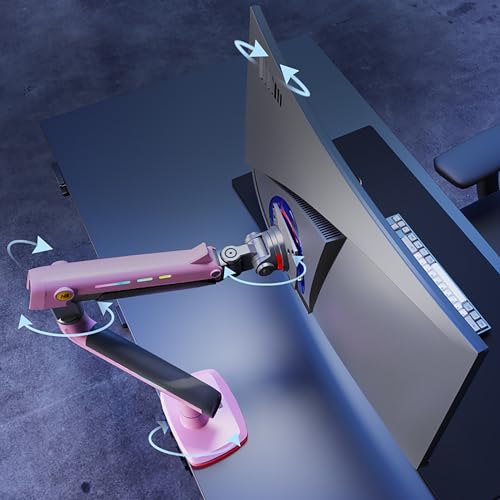NB Gaming Monitor Arm or for 32 to 60 Inches Screen, Load up to 20 kg, VESA 75/100, RGB-Light, Heavy Duty, Multi Angle Adjustable, Premium Aluminum, Pink - color: Fantasy Pink