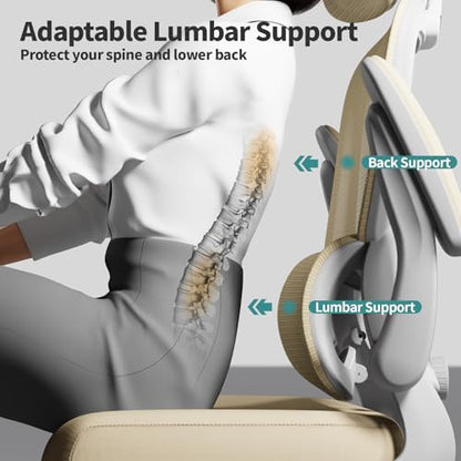 TRALT Office Chair Ergonomic Desk Chair - Gaming Chair with Lumbar Support | 330 LBS Home Office Desk Chairs with Headrest, Reading Chair with Flip-up Armrests, Comfortable Computer Chairs (1, Beige) - color: Beige