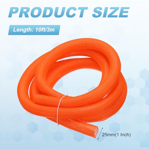 MECCANIXITY Split Sleeve Wire Loom Braided Sleeve 1" 10Ft Orange - color: Orange, size: 1" x 10Ft