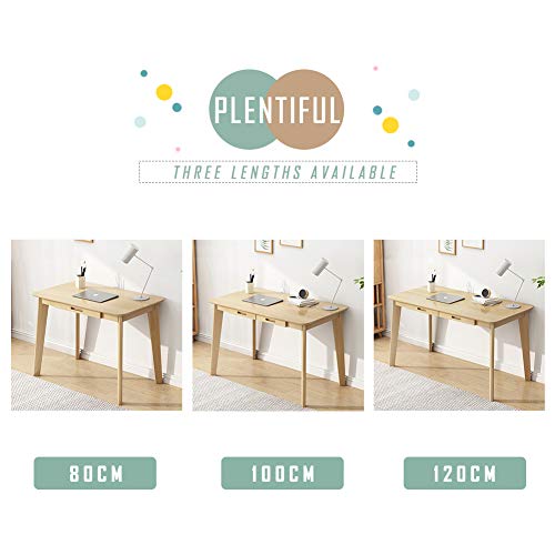 IOTXY Solid Wood Writing Desk - Home Office Laptop Computer Table, Oak - color: Oak, size: 100CM