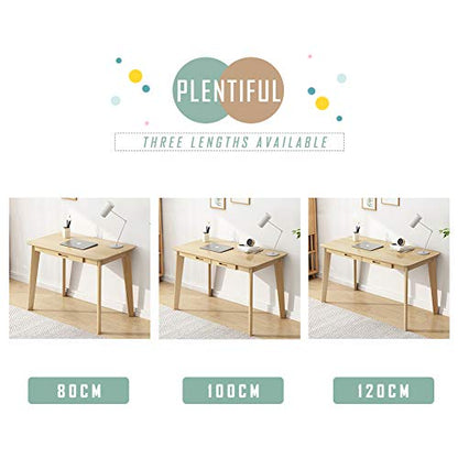 IOTXY Solid Wood Writing Desk - Home Office Laptop Computer Table, Oak - color: Oak, size: 100CM