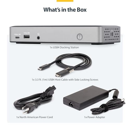 StarTech USB4 Driverless Dock, Triple 4K 60Hz, HDMI or DP, 100W, 2.5GbE - size: Triple Monitor, style: Triple 4K60 USB4