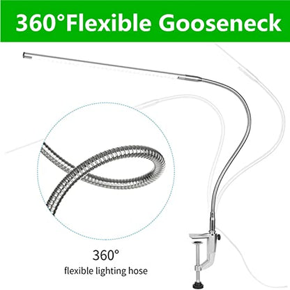 USB LED Desk Lamp, Adjustable Clip On Nail Lamp Light Eye Care Gooseneck 360° Swivel with Switch LED Clamp Light for Manicure Reading Tattoo - color: ‎Monochromatic Light