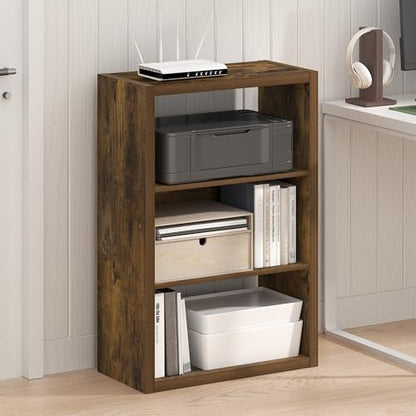 Furinno Viola Book Shelf, 3-Tier Bookshelf, Extra Thick Frame Bookcase with Open Shelf, Open Back Design, 11.3" x 23.2" x 35.9", for Living Room, Bedroom, Home Office, Amber Pine - color: Amber Pine, size: 3-Tier, Thick Frame
