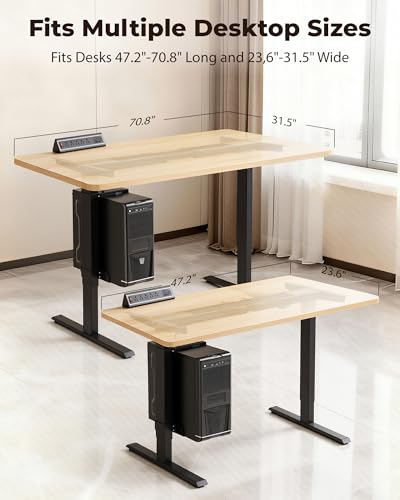 TOPSKY Dual Motor Electric Standing Desk Frame, Height Adjustable Sit Stand Base for Home Office, Fits Table Tops up to 70.8 x 31.5 Inch, 225 lb Capacity (Black, with CPU Stand) | • Dual motors support 225 lbs quietly •Height 27.6"-47.3", width 43"-59" •