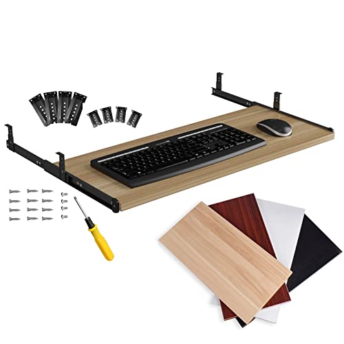 V3VOGUE Ergonomico Keyboard Tray Sliding Keyboard Drawer - for Install Under Desk - with 36cm Slide Runners - Keyboard Mouse Slide-Out Platform - Office Supplies Support Storge Shelf - color: B-black, size: L 54cm*W 27cm