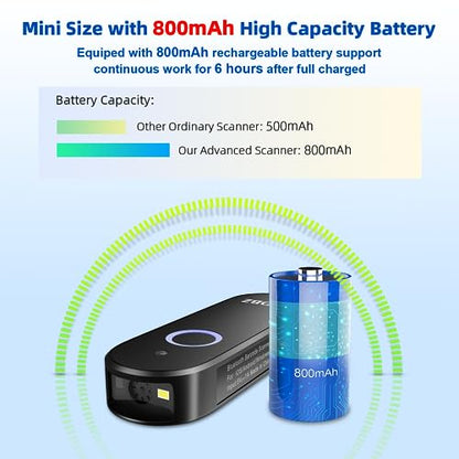Mini 2D Bluetooth Barcode Scanner 2.4G Wireless Barcode Scanner, 3-in-1 Portable 1D 2D QR Code Scanner Work with iOS Android iPhone iPad Tablet Windows PC POS for Store Warehouse Inventory Library - style: Mini Portable Scanner