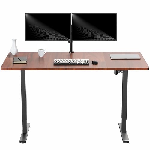 VIVO Dark Walnut 60 x 30 in Standing Desk, DESK-KIT-0B6D - color: Dark Walnut Top / Black Frame, size: 60 x 30 inch