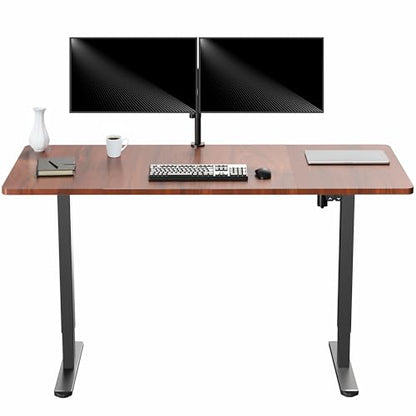 VIVO Dark Walnut 60 x 30 in Standing Desk, DESK-KIT-0B6D - color: Dark Walnut Top / Black Frame, size: 60 x 30 inch
