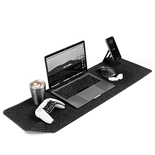 DELTAHUB - Minimalistic Felt Desk Protective Pad, Anti-Fray, Anti-Slip, Easy to Clean, Easy Glide, Long Lasting, Sleek Design, Comfortable, Resistant, Desk Mat, PC, Mac, Laptop - Medium (12x35inch) - color: Dark Grey, size: 12" x 35"