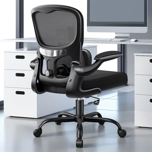ALLGOD Ergonomic Office Chair, Breathable Mesh Ergonomic Desk Chair with Adjustable Lumbar Support, Flip-up Armrests, Computer Chairs Comfortable for Home, Office, Work, 300lbs, Black, Upgrade - color: Black, size: 1 Pack