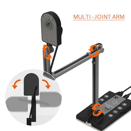 TreasLin Document Camera for Teachers HDMI USB-C 15MP HDIM Document Camera, Remote Learning Classroom Presentations Camera Art Classes Online Teaching with Multi Angle Rotation Adjustment LED Light