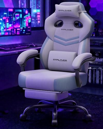 GTPLAYER Big & Tall Gaming Chair, Wide Seat with Footrest, Gray - color: 05 Gray