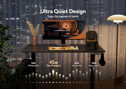 Claiks Electric Height Adjustable Standing Desk, 35x20 Inch, Black | Smooth Height Adjustment, 3 Memory Presets, Cable management hub & hook, Stable Steel Frame, 156 lbs Capacity, Easy Assembly - color: Black, size: 35