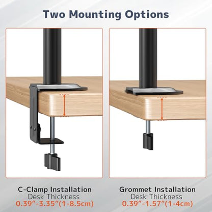 PUTORSEN Dual Monitor Stand for 17-32 Inch Screens, VESA 75/100 | Full motion dual monitor desk mount supports 19.8 lb per arm with tilt, swivel, rotation and C-clamp or grommet base.