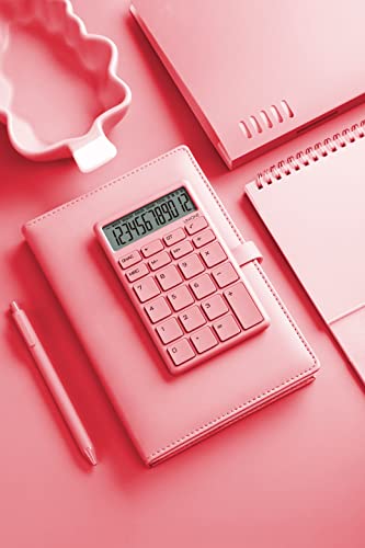 UNIONE Pocket & Desktop Beige Calculator with a Bright LCD, Dual Power Handheld Desktop. Color. Business, Office, High School - color: Beige