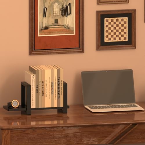 100% Solid Wood Adjustable Desktop Bookshelf, Retro Tabletop Bookshelf, Desk holder Shelf for Living Room, Home, Office, Perfect for Magazine, Books, Cookbooks, No Tools Required to Assemble (Black) - color: Black