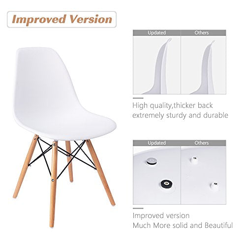 Furmax Modern Style Dining Chair Mid Century Modern DSW Chair, Shell Lounge Plastic Chair for Kitchen, Dining, Bedroom, Living Room Side Chairs Set of 4(White) - color: White