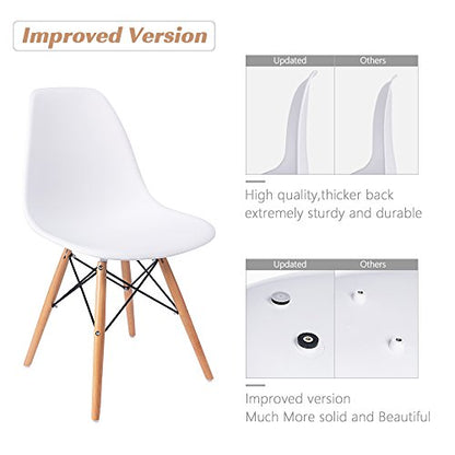 Furmax Modern Style Dining Chair Mid Century Modern DSW Chair, Shell Lounge Plastic Chair for Kitchen, Dining, Bedroom, Living Room Side Chairs Set of 4(White) - color: White