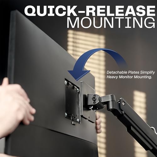 VIVO Quad Ultrawide Wall Mount, Heavy Duty Pneumatic Arm Monitor Station, Fits Four 38 inch Screens, Pneumatic Height Adjustment and 140lb Weight Capacity, Black, MOUNT-V400D - size: Quad Mount, style: Wall Mount