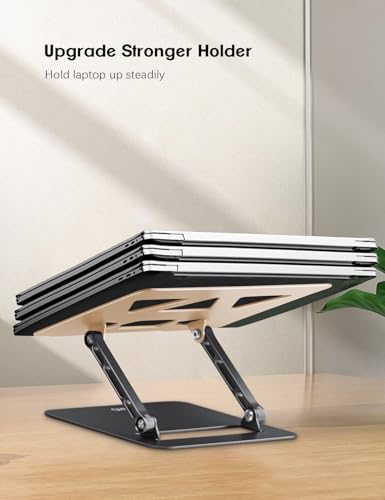 Aoviho Adjustable Laptop Stand for Desk,Portable Laptop Stand Holder and Riser,Foldable Aluminum Notebook Computer Stands for MacBook Air Pro HP Lenovo Dell Samsung, 10-15.6 inch,Moonlit Gold Noir - color: Moonlit Gold Noir