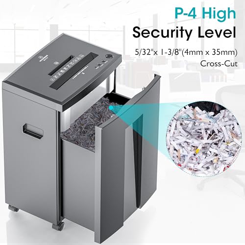 WOLVERINE SD9611 Quiet P4 Cross Cut Shredder, 18-Sheet 60 Min Gray ETL | Ultra quiet P4 cross cut shredder, 18-sheet capacity, 60 mins continuous run, P4 security, ETL certified for home & office - size: 18-Sheet Level P4-Grey