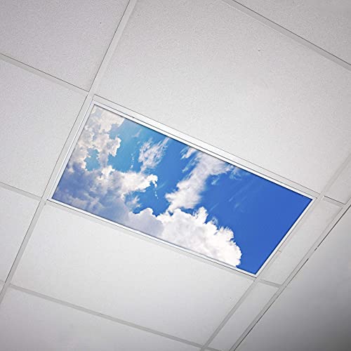 Fluorescent Light Cover for Classroom Ceiling Lights Clouds - Premium Backlit Film Insert 2x4 (22.38"x46.5") Florescent Fixture (Pack of 1) School, Office, Sensory, Improve Focus, Eliminate Headaches - color: Heavenly Cumulus, size: 1pk