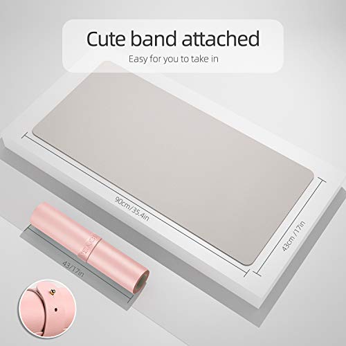 YSAGi Multifunctional Office Desk Pad, Ultra Thin Waterproof PU Leather Desk Mat, Dual Use Desk Writing Mat for Office/Home (35.4" x 17", Pink) - color: Pink, size: 17" x 35.4"