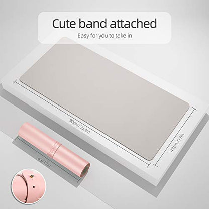 YSAGi Multifunctional Office Desk Pad, Ultra Thin Waterproof PU Leather Desk Mat, Dual Use Desk Writing Mat for Office/Home (35.4" x 17", Pink) - color: Pink, size: 17" x 35.4"