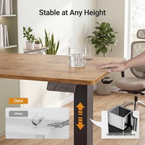 Claiks Electric Small Standing Desk, 35x20 Inch, Rustic Brown - color: Rustic Brown, size: 35 Inch