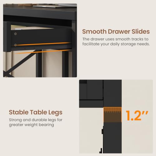SEDETA 40" Farmhouse Small Desk with Drawers for Small Space, Bedroom - color: Black