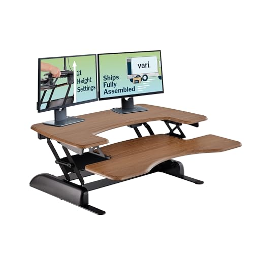 Vari VariDesk Pro Plus 36 Standing Desk Converter – 11 Height Settings + Spring Lift, 2 Tier Design, Keyboard Tray, Fits Desktops 36” Wide x 26.5" Deep – Delivers Fully Assembled (Walnut) - color: Walnut