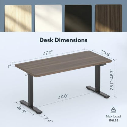 FLEXISPOT 48"x24" Electric Standing Desk, Black Walnut - color: Black Walnut, size: 48x24"