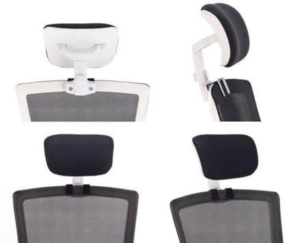 Universal Office Chair Headrest Attachment,Ajustable Height Angle Desk Chair Neck Support Pillow,Clip on Executive Chair Mesh Head Rest (Blue-White Back,clamp Inner Diameter 0.87"/2.2 cm) - color: Blue-white Back, size: clamp inner diameter 0.87"/2.2 cm