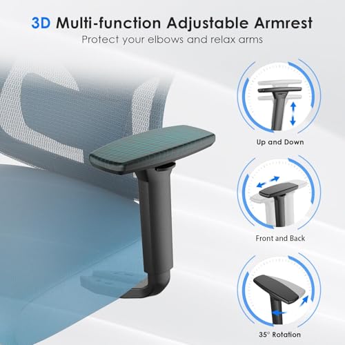 Soohow Ergonomic Office Chair, High Back with 3D Armrest, Black & Navy