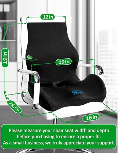 Ergonomic Memory Foam Seat Cushion for Office Chair, Car Seat, Dining, Gaming Chair & Wheelchair, Full Back & Lumbar Support Pillow One Piece, Back Pain Relief, Coccyx, Tailbone & Sciatica Pain Relief
