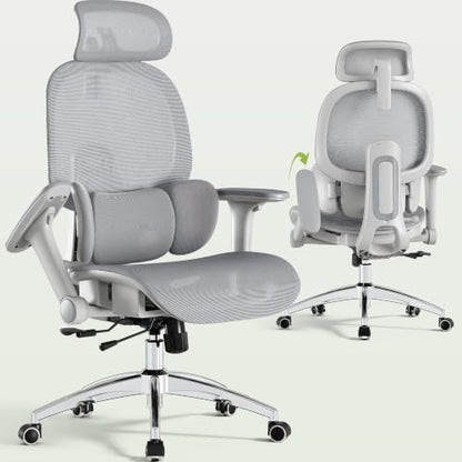 X19 Ergonomic Office Chair, 3-Zone Lumbar for Back Pain Relief - color: Mist Grey