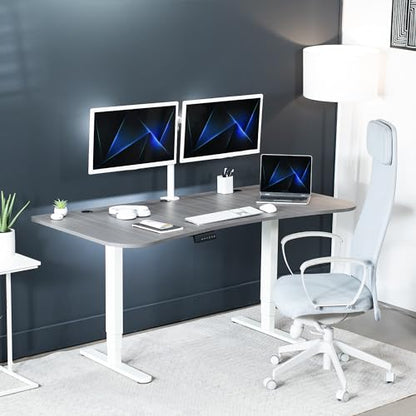 VIVO Dark Gray 63 x 32 in Standing Desk, DESK-KIT-2W1G - color: Dark Gray Top / White Frame, size: 63 x 32