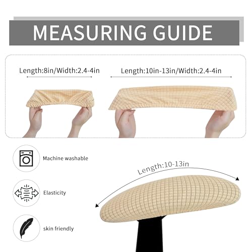 FORCHEER Beige Office Chair Armrest Covers 10-13 inch Long 2 Pieces Stretchable Water Resistant Jacquard Desk Chair Arm Rest Covers for Computer Chair Arm Removable Washable - color: Beige, size: Chair Armrest Cover-Elastic