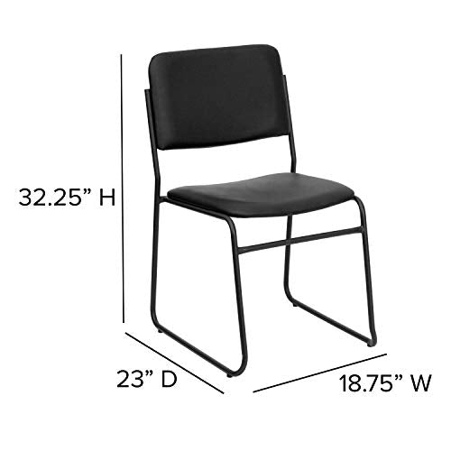 Flash Furniture 5 Pack HERCULES Series 500 lb. Capacity High Density Black Vinyl Stacking Chair with Sled Base | Sled Base, Vinyl Upholstery, 500 LBS. Weight Capacity - color: Black Vinyl/Black Frame, size: Set of 5