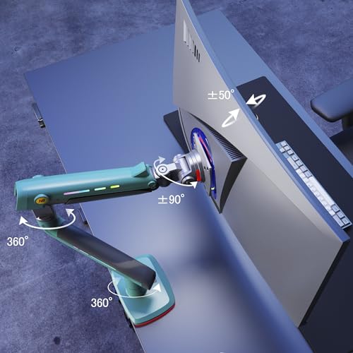 NB Gaming Monitor Arm or for 32 to 60 Inches Screen, Load up to 20 kg, VESA 75/100, RGB-Light, Heavy Duty, Multi Angle Adjustable, Premium Aluminum, Green - color: Oliver Green