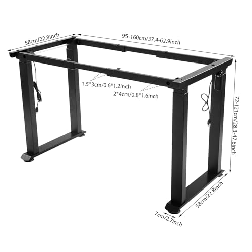 Electric 4-Leg Dual Motor Standing Desk Frame | Height Adjustable Standing Desk Frame | No Desktop | Anti-Collision Detection Stand Up Desk Frame Workstation | Black Frame Only
