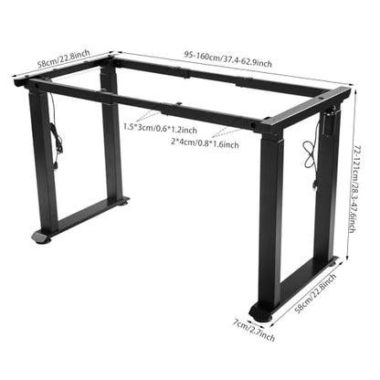Electric 4-Leg Dual Motor Standing Desk Frame | Height Adjustable Standing Desk Frame | No Desktop | Anti-Collision Detection Stand Up Desk Frame Workstation | Black Frame Only